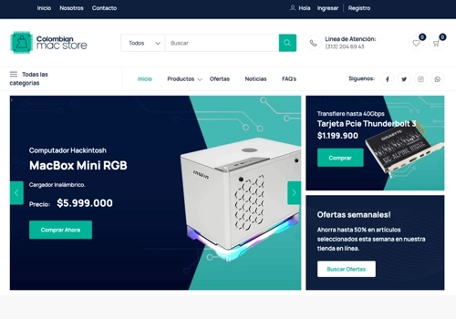 Diseño y desarrollo de páginas web en Bogotá para Colombian Mac Store